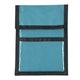 aerial view a turquoise with black cord and trim nylon neck wallet, image 1 of 2