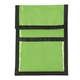 aerial view a lime green with black cord and trim nylon neck wallet, image 1 of 2