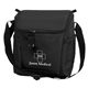 aerial view a black with black trim 600d polyester designer cooler bag, image 1 of 2