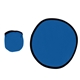 aerial view a royal blue with black trim 10 flying disk with matching pouch, image 1 of 3