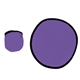 aerial view a purple with black trim 10 flying disk with matching pouch, image 1 of 3