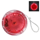 aerial view a translucent red with clear trim blinking light up plastic yo yo, image 1 of 2
