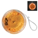 aerial view a translucent orange with clear trim blinking light up plastic yo yo, image 1 of 2