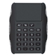 aerial view a solid black with black trim flip top calculator, image 1 of 3