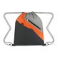 aerial view a black and gray with orange trim waverly drawstring sports pack, image 1 of 2