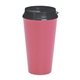 aerial view a pink with black insert and lid 16 oz infinity tumbler, image 1 of 2