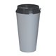 aerial view a silver with black insert and lid 16 oz infinity tumbler, image 1 of 2