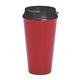 aerial view a metallic red with black insert and lid 16 oz infinity tumbler, image 1 of 2