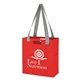 aerial view a red with gray handles expedia non - woven tote bag, image 1 of 2