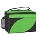 aerial view a black with lime green 210d polyester cooler bag, image 1 of 3