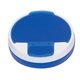 aerial view a frosted blue with white trim 4 compartment rotating round pill holder, image 1 of 2