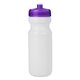 aerial view a white with translucent purple lid 24 oz sports water bottle, image 1 of 2