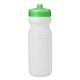 aerial view a white with translucent green lid 24 oz sports water bottle, image 1 of 2