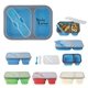 Promotional Collapsible 2- Section Food Container And Dual Utensil With Handle Box