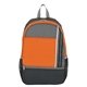 aerial view a orange with black and gray trim 210d ripstop backpack, image 1 of 3