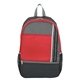 aerial view a red with black and gray trim 210d ripstop backpack, image 1 of 3
