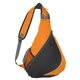 aerial view a orange with black accents 210d polyester sling pack, image 1 of 2