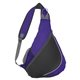 aerial view a purple with black accents 210d polyester sling pack, image 1 of 3