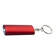 aerial view a red with black button aluminum key chain flashlight, image 1 of 3