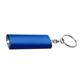 aerial view a blue with black button aluminum key chain flashlight, image 1 of 3