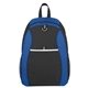 aerial view a royal blue with black trim polyester sport backpack, image 1 of 3