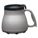 aerial view a metallic silver with black lid 16 oz low rider desk mug, image 1 of 2