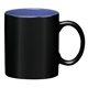 aerial view a matte black exterior with ocean blue inner 11 oz ceramic aztec mug, image 1 of 2