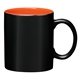aerial view a matte black exterior with orange inner 11 oz ceramic aztec mug, image 1 of 2