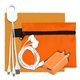 Promotional Mobile Tech Charging Kit with Earbuds In Zipper Pouch Components inserted into Polyester Zipper Pouch