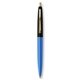 a blue barrel & black cap gold trim pens