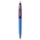 a blue barrel & purple cap gold trim pens