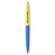 a blue barrel & yellow cap gold trim pens
