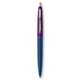 a metallic dark blue barrel & purple cap gold trim pens