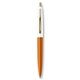 a metallic orange barrel & white cap gold trim pens