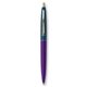a purple barrel & metallic dark blue cap gold trim pens