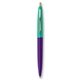 a purple barrel & teal cap gold trim pens