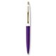 a purple barrel & white cap gold trim pens