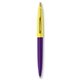 a purple barrel & yellow cap gold trim pens