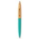 a teal barrel & creamsicle cap gold trim pens