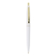 aerial view a white barrel & white cap gold trim pens, image 1 of 7