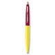 a yellow barrel & burgundy cap gold trim pens