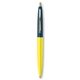 a yellow barrel & metallic dark blue cap gold trim pens