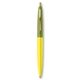 a yellow barrel & metallic green cap gold trim pens