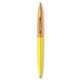 a yellow barrel & creamsicle cap gold trim pens