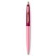 a pink lemonade barrel & burgundy cap gold trim pens
