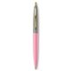 a pink lemonade barrel & metallic silver cap gold trim pens