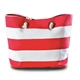 a white with red stripes skipper bag(tm) cotton tote