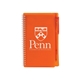 a orange plastic cover notebook pen