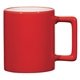 aerial view a red with white inside promotional personalized 11 oz the joe coffee mug ceramic, image 1 of 2
