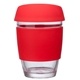 Promotional Rizzo Perka(R) 12 oz Glass Mug w / Silicone Grip Lid